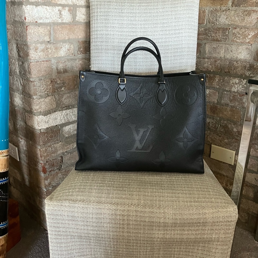 Louis Vuitton Large Black Monogram Embossed Leather Tote